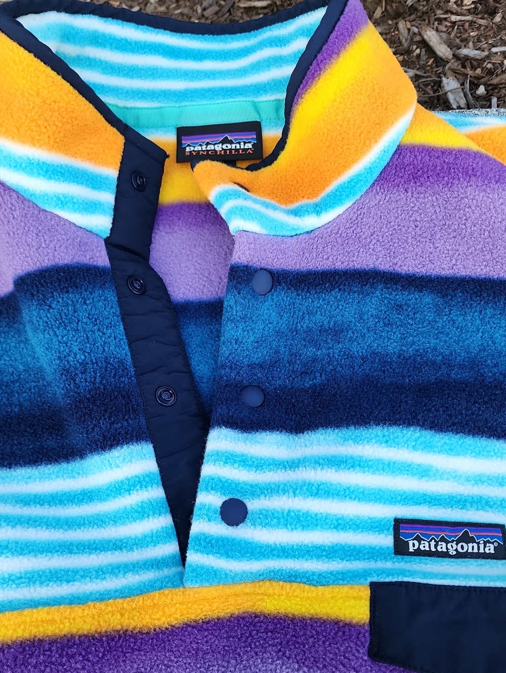 Patagonia Synchilla Men’s Zip-Up Fleece Jacket - Purple, Teal, Navy, Yellow L - Picture 8 of 12